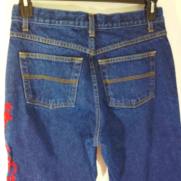 Vintage Express Jeans Y2K 99/00 Red Embroidery 100% Cotton Made in USA 9/10 - Picture 8 of 14